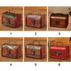 Vintage Treasure Chest Mini Trinket Box Portable Wooden Jewelry Box  Cosmetics Organizer