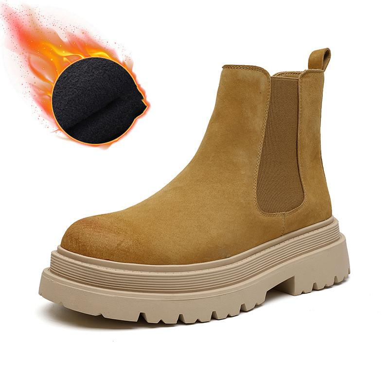 

большой размер мужские повседневные вечерние клубные высокие челси ботинки коровья замша кожаные туфли ковбойские осенне-зимние ботинки на длинной платформе боты мужские 280