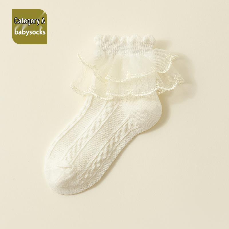 Mädchen-Socken mit Spitzenbesatz für Frühling und Herbst, mittellang: Doppellagig, Vielseitig, für Kleinkinder und Kinder