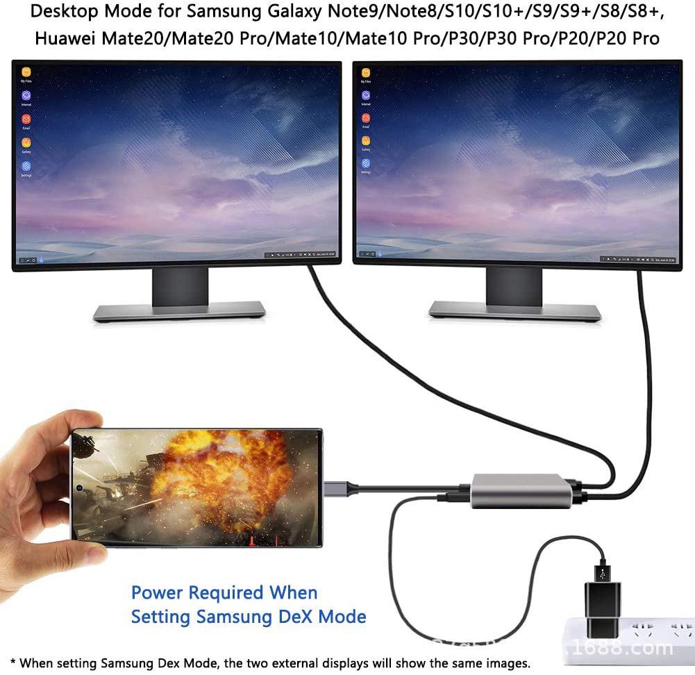 USB-C to Dual 4K HDMI Hub, 4-in-1 Docking Station with PD and USB 3.0 for MacBook