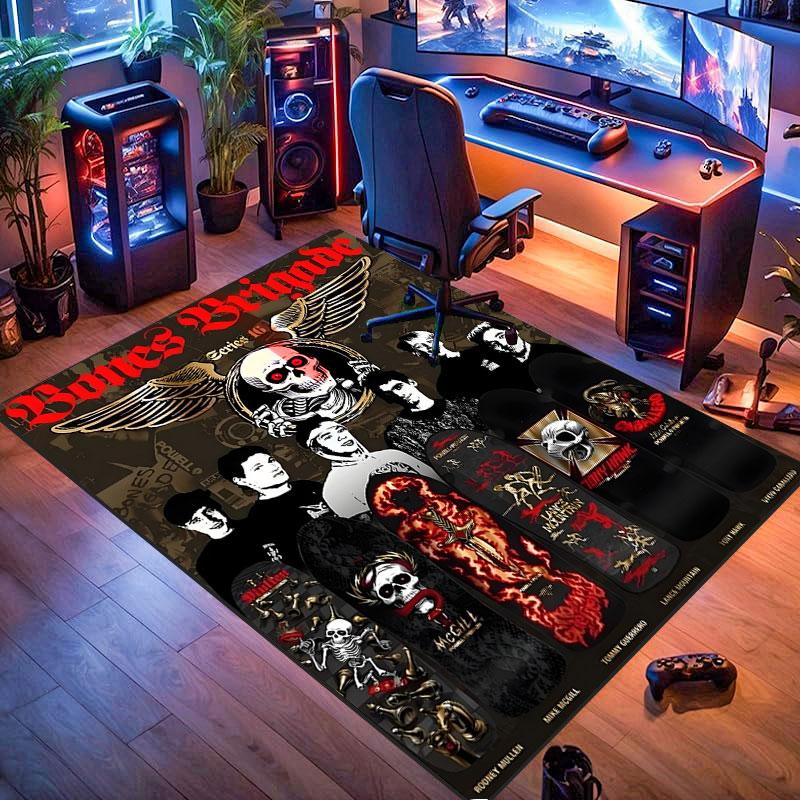 Powell Peralta Skateboard Logo Rug, suitable for living room, bedroom, game room, computer room and home décor.