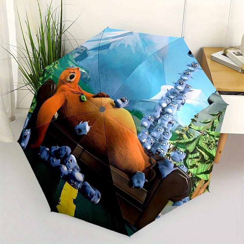 1 Stück Hochwertiger Regenschirm mit Bären- und Eichhörnchen-Thema, Automatisches Öffnen und Schließen, Multifunktionaler Regenschirm G0811280
