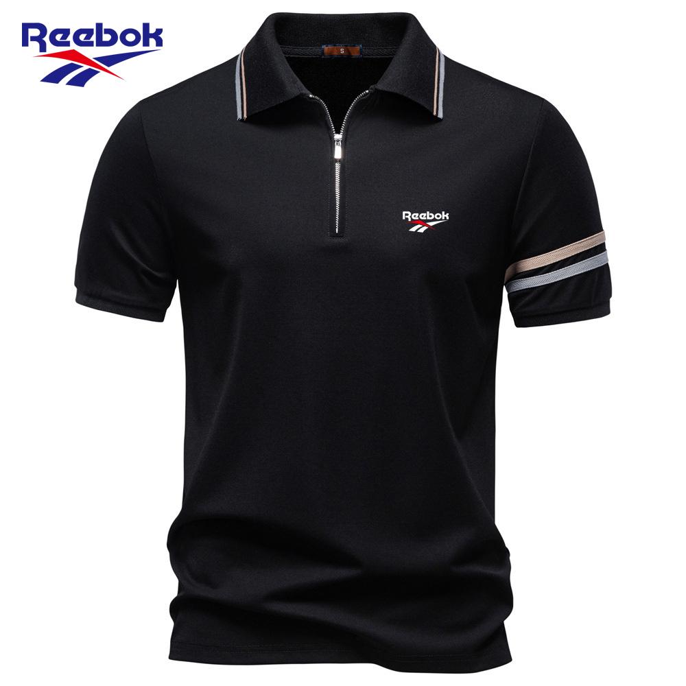 Reebok Nová výšivka Rolák na zip POLO tričko na jaro a léto 2026, Business Casual Pánské Tencelové krátkorukávové POLO tričko pro muže