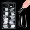 Alomd/Coffin/Square/Stiletto Fake Nail Tips Clear Acrylic False Nails 10Sizes Press On Nail for DIY Nail Extensions