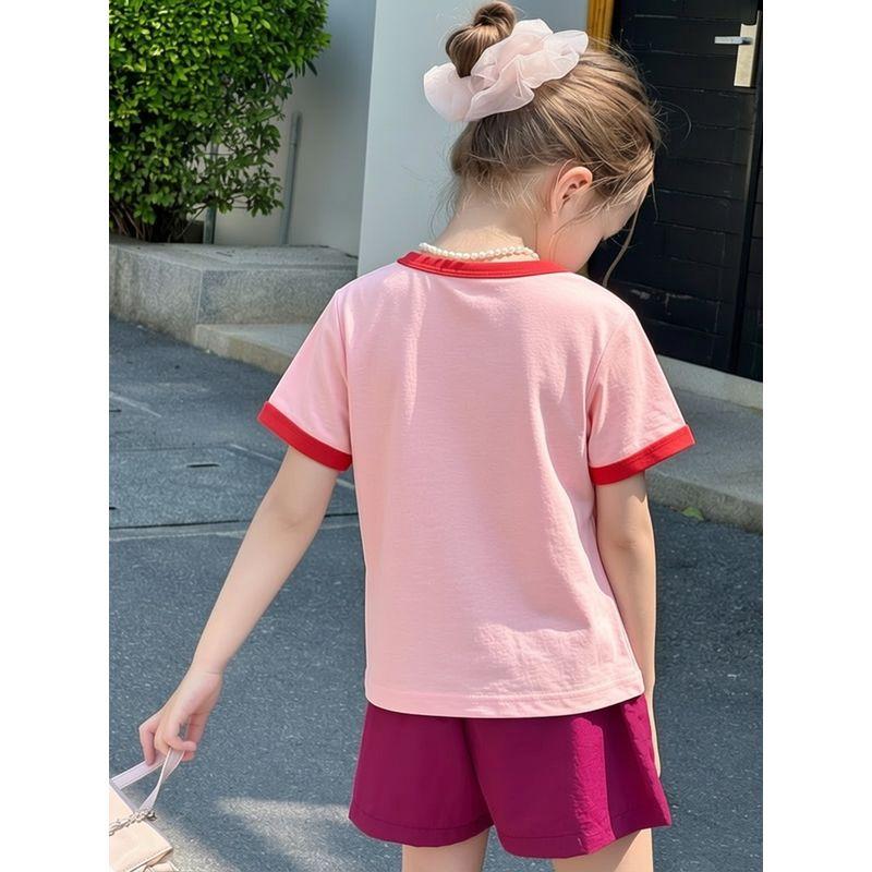 Trendy Children's Clothing 2026 Summer New Product Girls' Pure Cotton Round Neck Short-Sleeved T-Shirt Kidsren's Cartoon Printed Baby Clothes