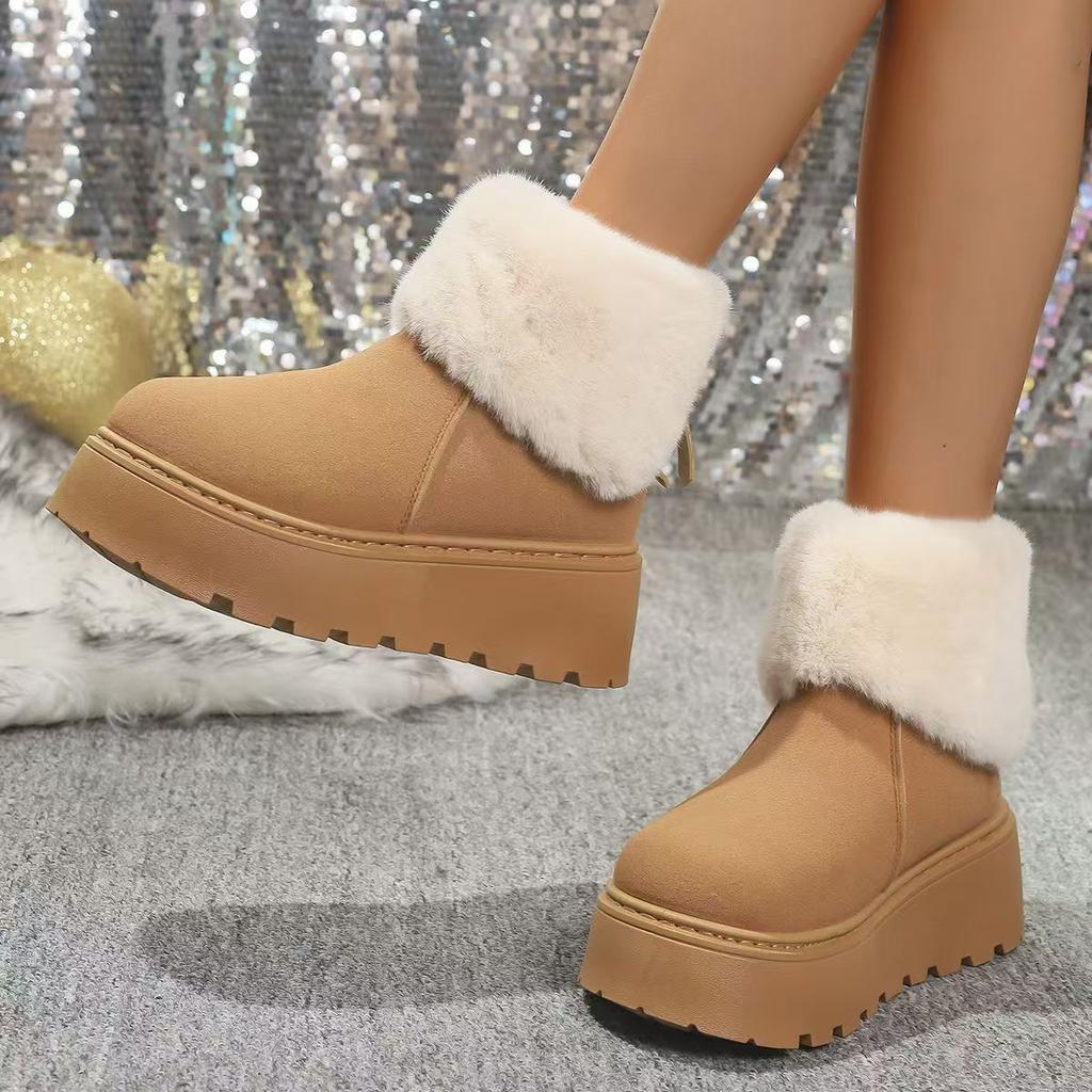 Northeast white heightening velvet thickened platform snow boots women's 2025 new winter warm and non-slip cotton shoes