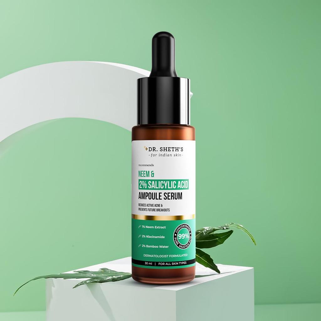 DR. Sheth's Neem & Salicylsäure Serum Für Aktive Akne Mitesser Offene Poren 30 ml