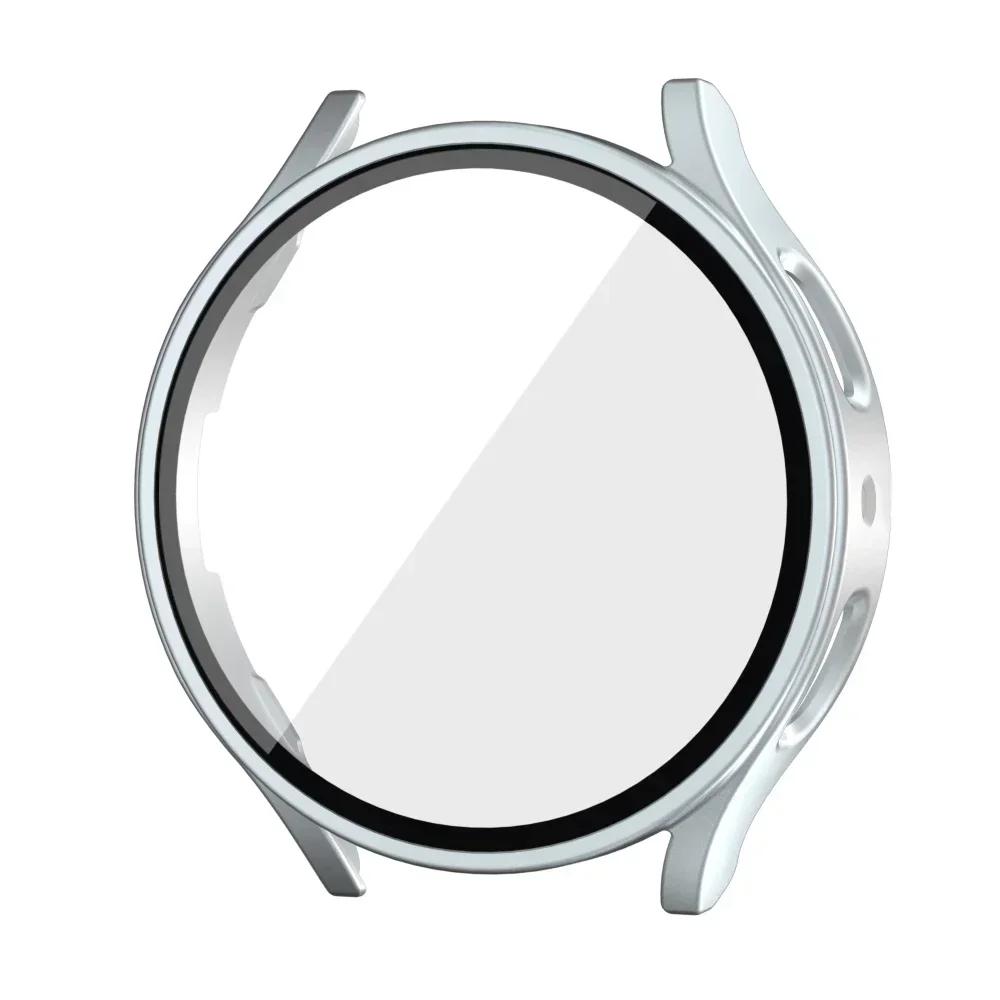 

Закаленное Стекло+ Чехол-Бампер из Поликарбоната для Samsung Galaxy Watch4 5 6 7 44мм 40мм Полное Покрытие Защитный Бампер Чехол Аксессуары для Galaxy Watch7 Galaxy Watch 6 40mm серебряный