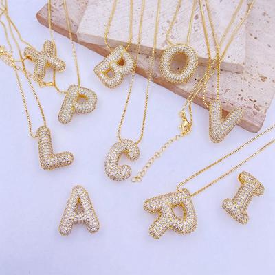Hohler Diamant-Ballon-Buchstaben-Anhänger aus 18 Karat Gold mit Zirkonia-Einlage für Damen