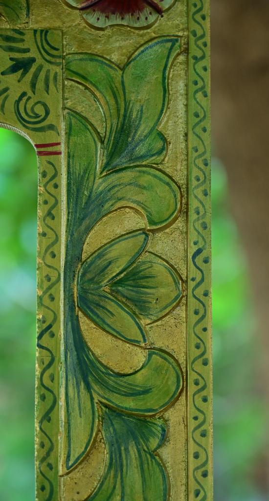 Hand Carved Wooden Jharokha Wall Decor - Indian Flower Design