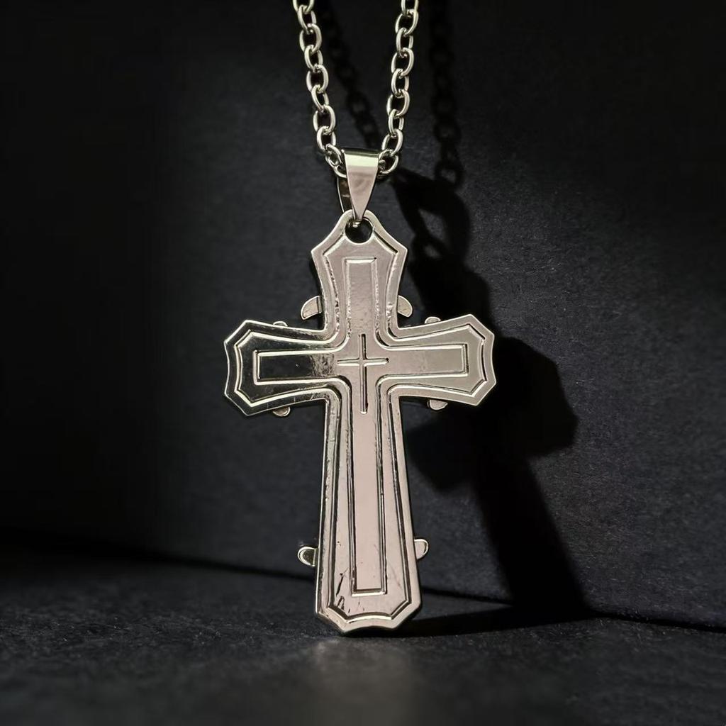 Multilayer Cross Pendant Necklace For Men Women Religious Gratitude Prayer Jewelry Accessories Small Gift