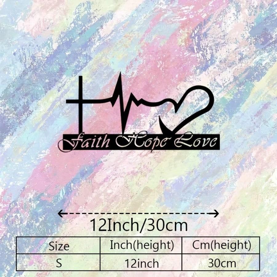 

Faith Hope Love Metal Wall Art Scripture Cross Heartbeat Line Church Decor Gift різнокольоровий