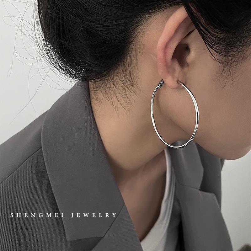 Sterling Silver Large Hoop Earrings for Women: 2025 Trendy European and American Style
