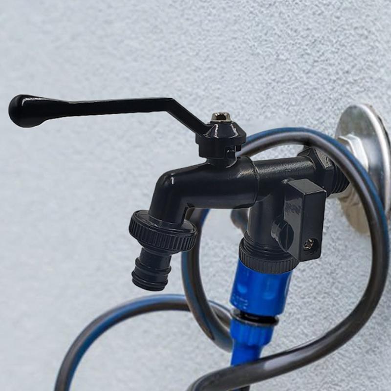Rubinetto a Doppia Uscita Acqua Ingresso 1/2 Pollice Uscite Doppie Esterne Rubinetto Acqua Irrigazione Giardinaggio Rubinetto Antiruggine a 2 Vie