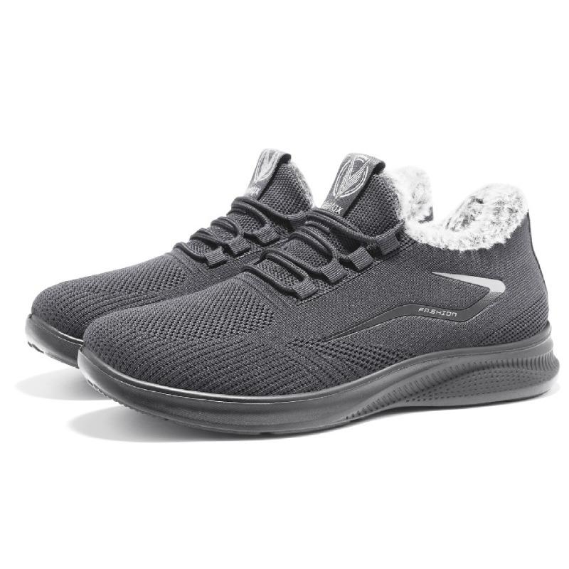 Men Autumn Knit Mesh Slip On Shoes, Breathable Soft Sole Casual Lazy Sneakers