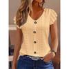 BITCED Women's Fashion Casual Solid Color Print Short Sleeve V-Neck  Blouses & Shirts