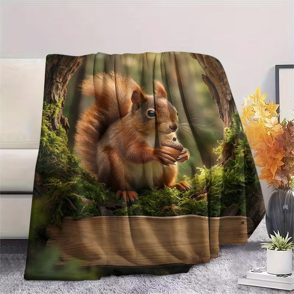Forest small animals Print Flannel Blanket,High quality Comfortable for All Seasons,Home Decor,Warmth and Comfort,Perfect for Christmas Gifts