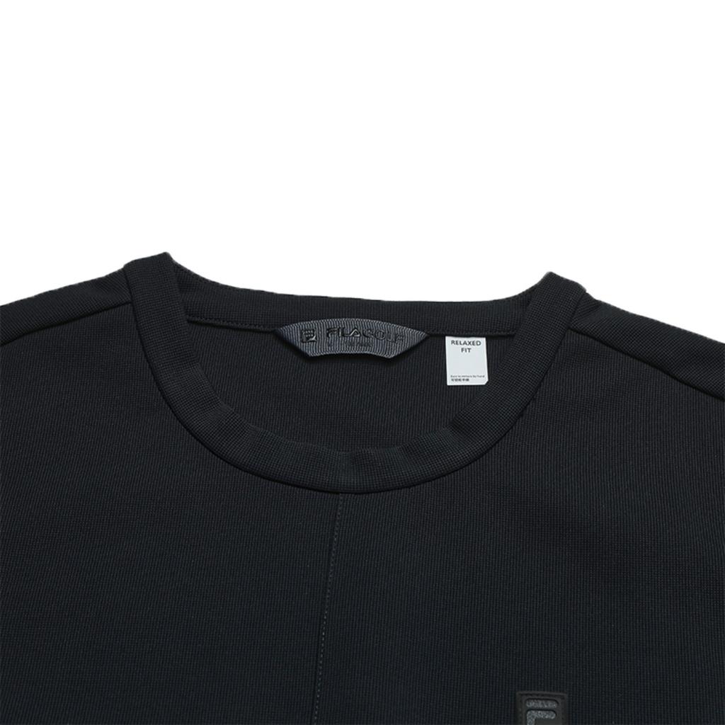 FILA Golf Series Classic Simple Sports Casual Comfortable Versatile Crew Neck Pullover Knit Long Sleeve T-Shirt Women tops Deep-Black A11W615226FBK