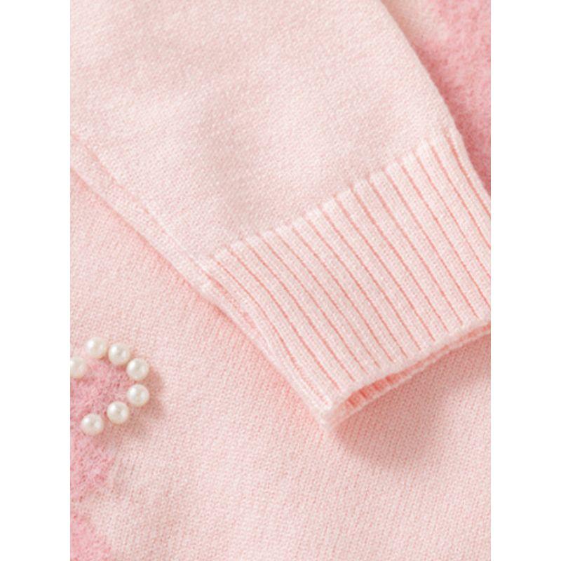 Spring and Autumn Children's Clothing Girl Beaded Rabbit Knitting Cardigan Kids' Overcoat Cardigan Sweater Baby Long Sleeve Top