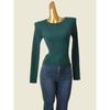 American-Style Sexy Round Neck Pit Pattern Knitting Bottoming Shirt for Women Stylish Back Tied Slim Fit Slim Looking Pure Color Long Sleeves
