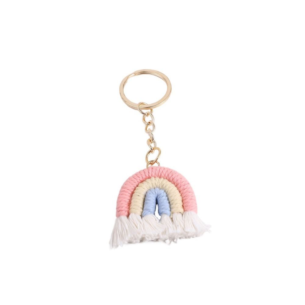 Pretty Three Color Rainbow Key Chain Fashion Knitted Rainbow Keychain  Girl