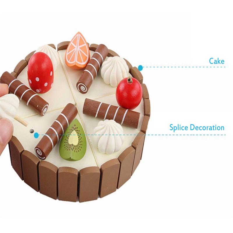 Wooden Invisible Magnetic Cutting Watch Mini Cake Childrens Cutting Music Simulation Toy Baby Family