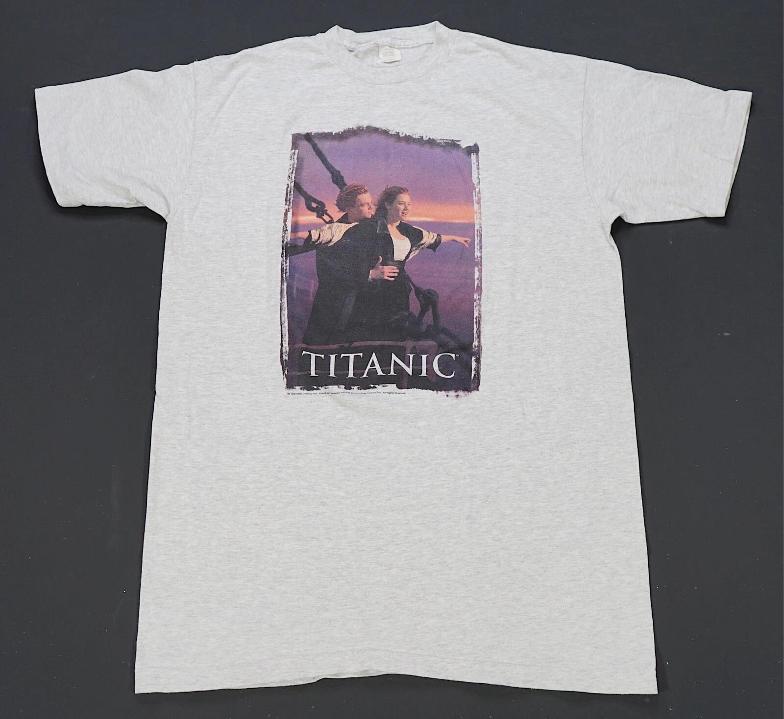 Rare VTG Titanic Rose & Jack 1998 Film T Shirt 90s James Cameron DiCaprio OSFM 4XL