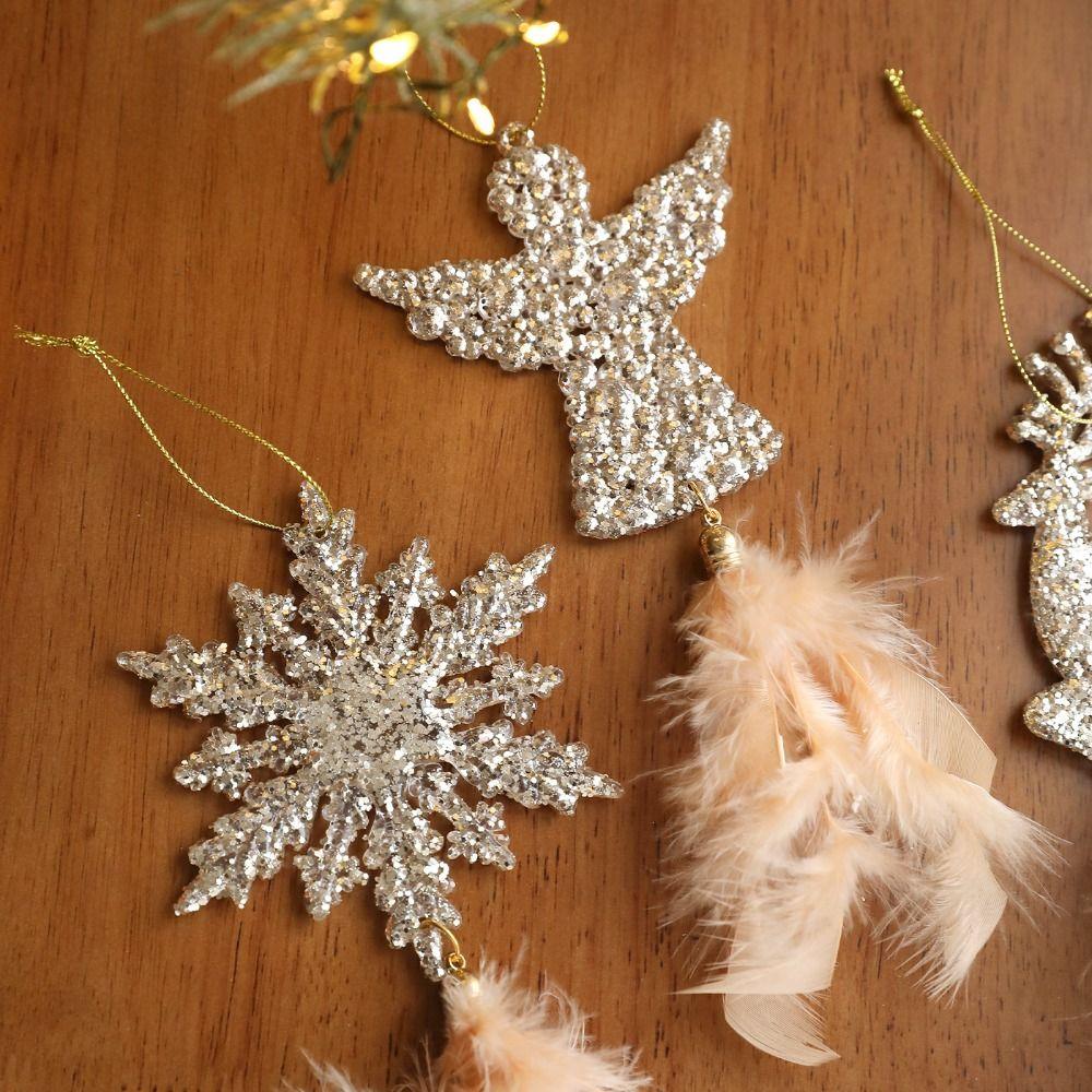 Angel Christmas Tree Feather Pendant Snowflake Hanging Ornament  Christmas Supplies