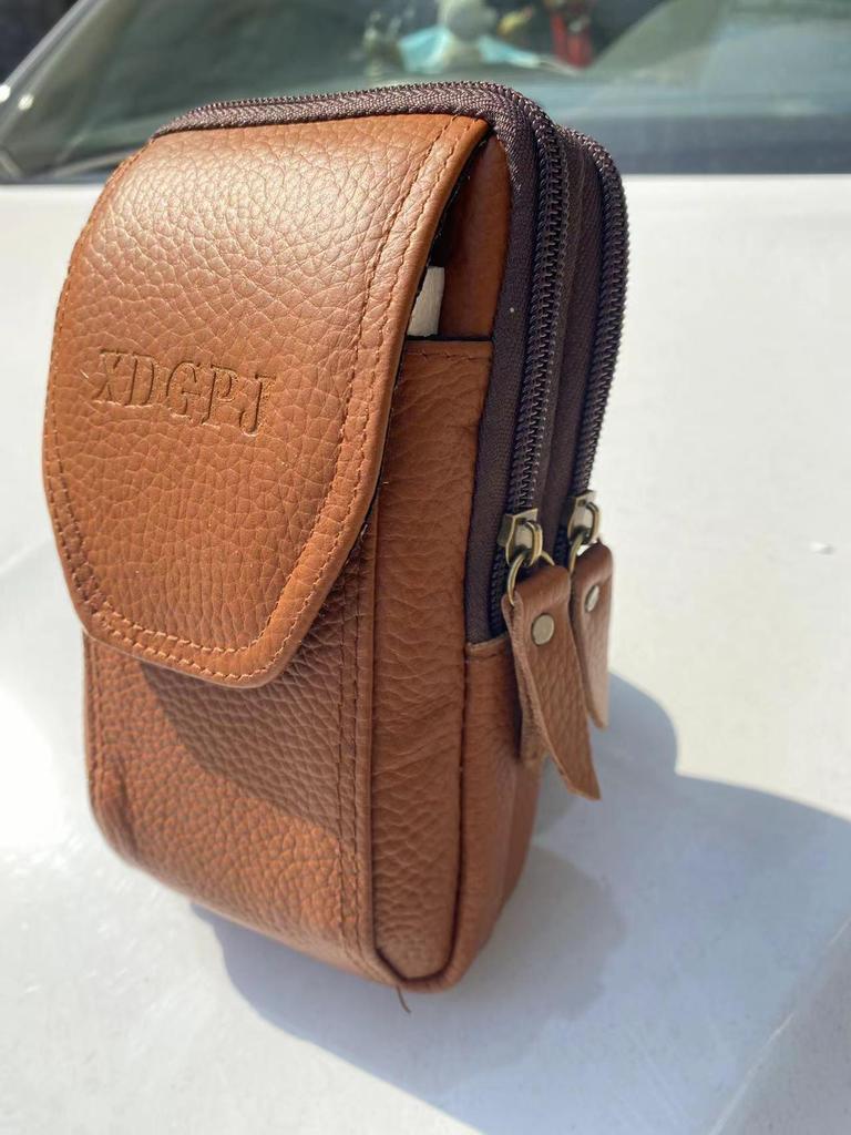 Multifunktionale Crossbody- und Hüfttasche für Herren - Handy- und Münzhalter aus Rindsleder