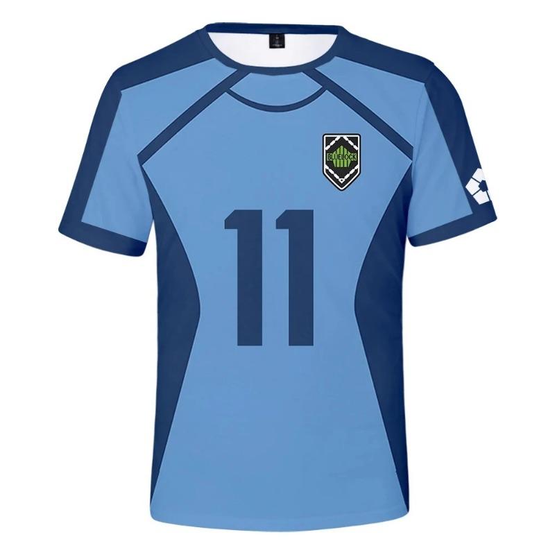 Nuovissima Maglia da Calcio Anime Blue Lock Stampata in 3D T-shirt Sportiva da Uomo Moda Fresca Manica Corta Top Tendenza Maglietta Cosplay per Bambini