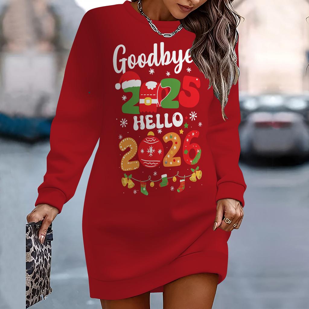 Ladies' Elegant, Fashionable, Trendy and Casual Hoodie,New Year Element Printed Three-dimensional Cut Women's Long Red Hoodie