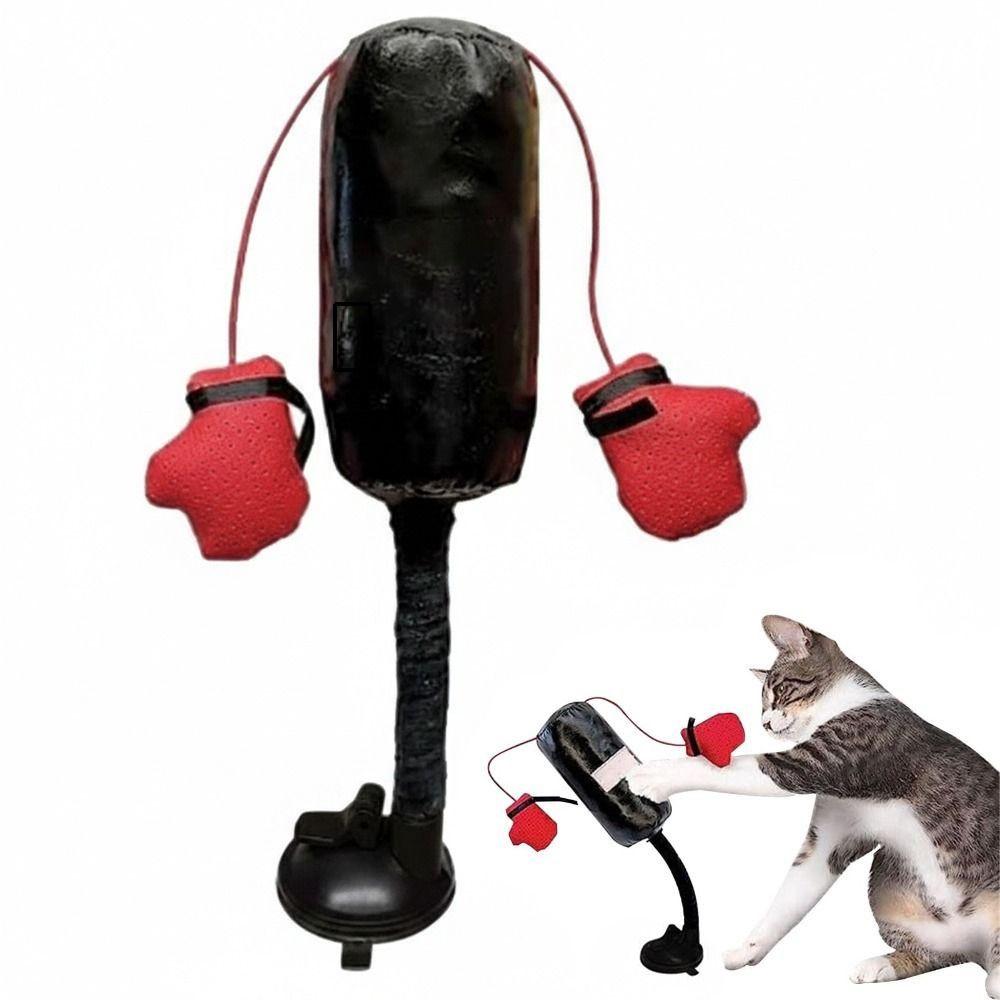 Spring Loaded Cat Boxing Toy Suction Cup Base Pet Scratching Toy Durable Speed Bag Toy Activity