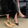 Mi Ting Summer Pointed Patent Leather High Heels Femininity Sexy Word With Rivets Bag Head Sandals