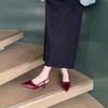 Fashion 2025 New Simple Patent Leather Leather Shoes Wine Retro Sandals Medium Heel Slingback Shoes Summer