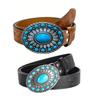 Bohemian Style Belt Synthetic Turquoise Buckle Belt Western Cowboy Cowgirl Belt Hip Hop Punk