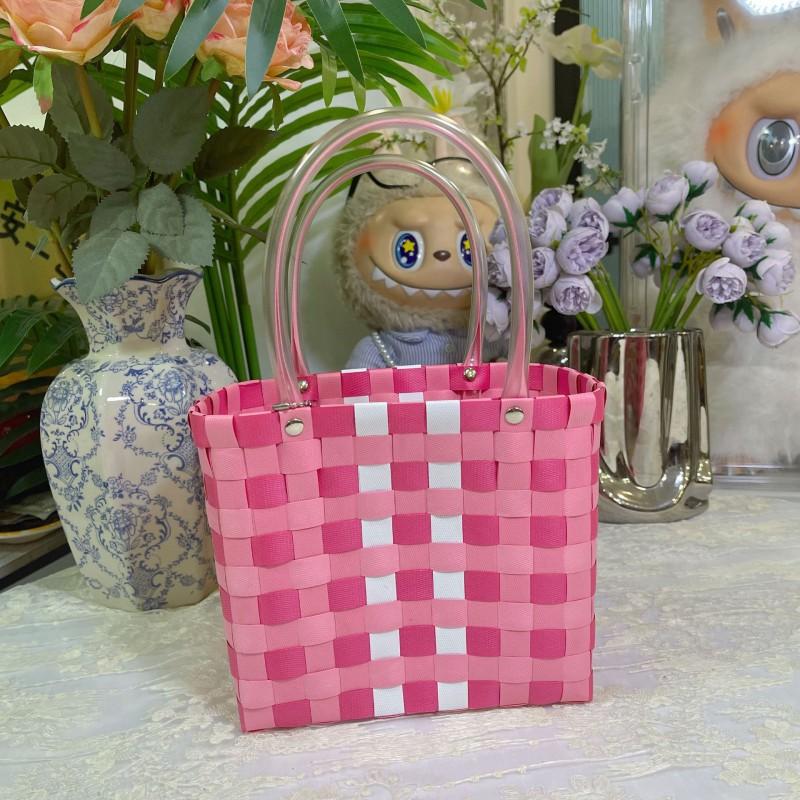 

Cute Hand-woven Bag Large Capacity Diy Vegetable Basket Beach Hand Gift Handbag Holiday 18x18x10