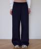 ROSEFRANTZ Rose Embroidery Wide Sweatpants [Navy]