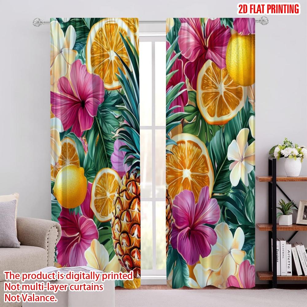 2pcs,2D plane printing Popular Curtain Panels Tropical Bliss Polyester Fabric (without rod) Decorations For Home Perfect for