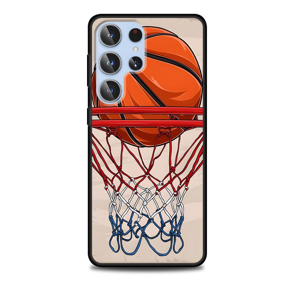 Basketball Korb Sport Hülle für Samsung Galaxy S23 S21 S20 FE S24 S22 Ultra S10 S10e S9 Plus Weiche Schwarze TPU Handyhülle Bumper