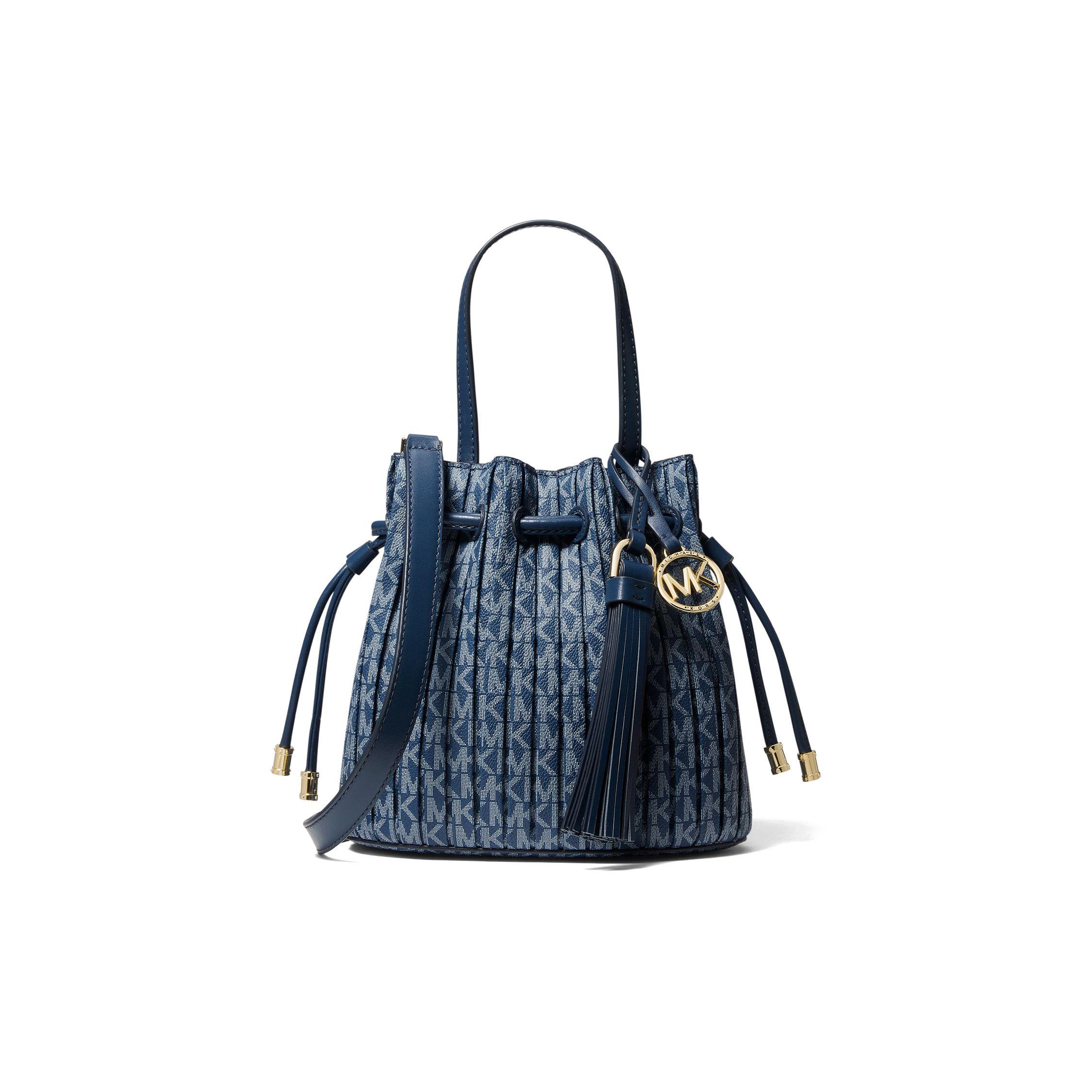 

Michael Kors Willa Vintage Monogram Drawstring Letter Logo Fringe Bucket Bag Women crossbody bag Deep-Denim-Blue 30F1G9WT0V-470 Basic Set (Bag+Dust Bag)