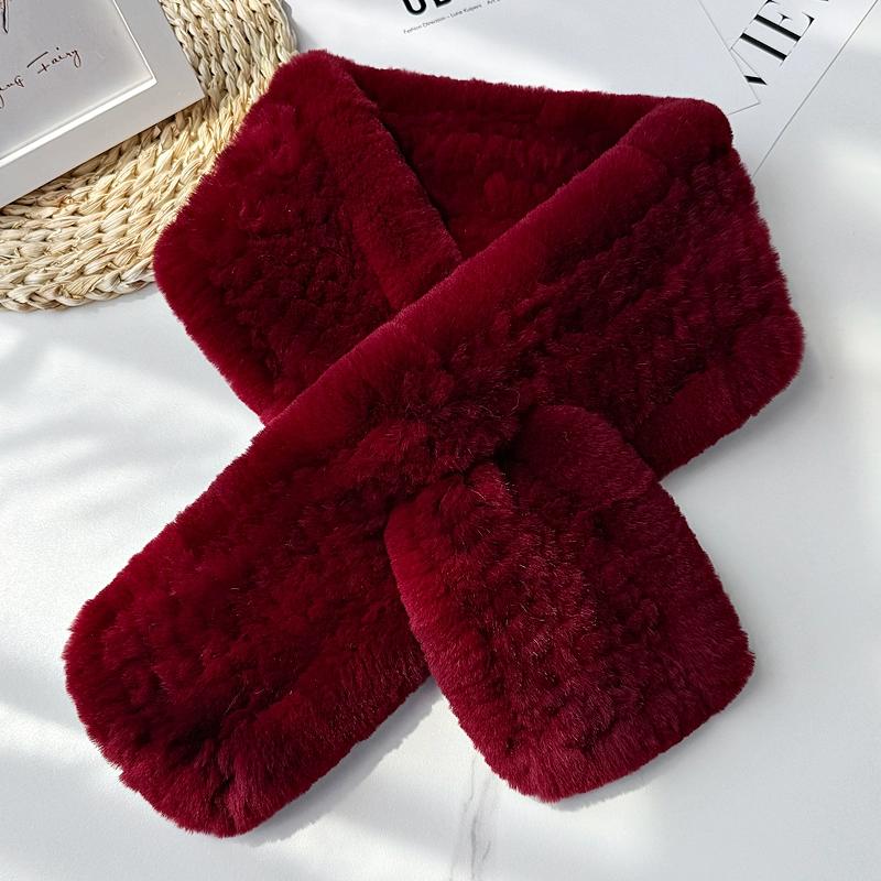 Otter Rabbit Scarf Women's Temperament Versatile Cute Neck Pad Thickened Warm Scarf Reversible Real Wool Woven Fur Collar