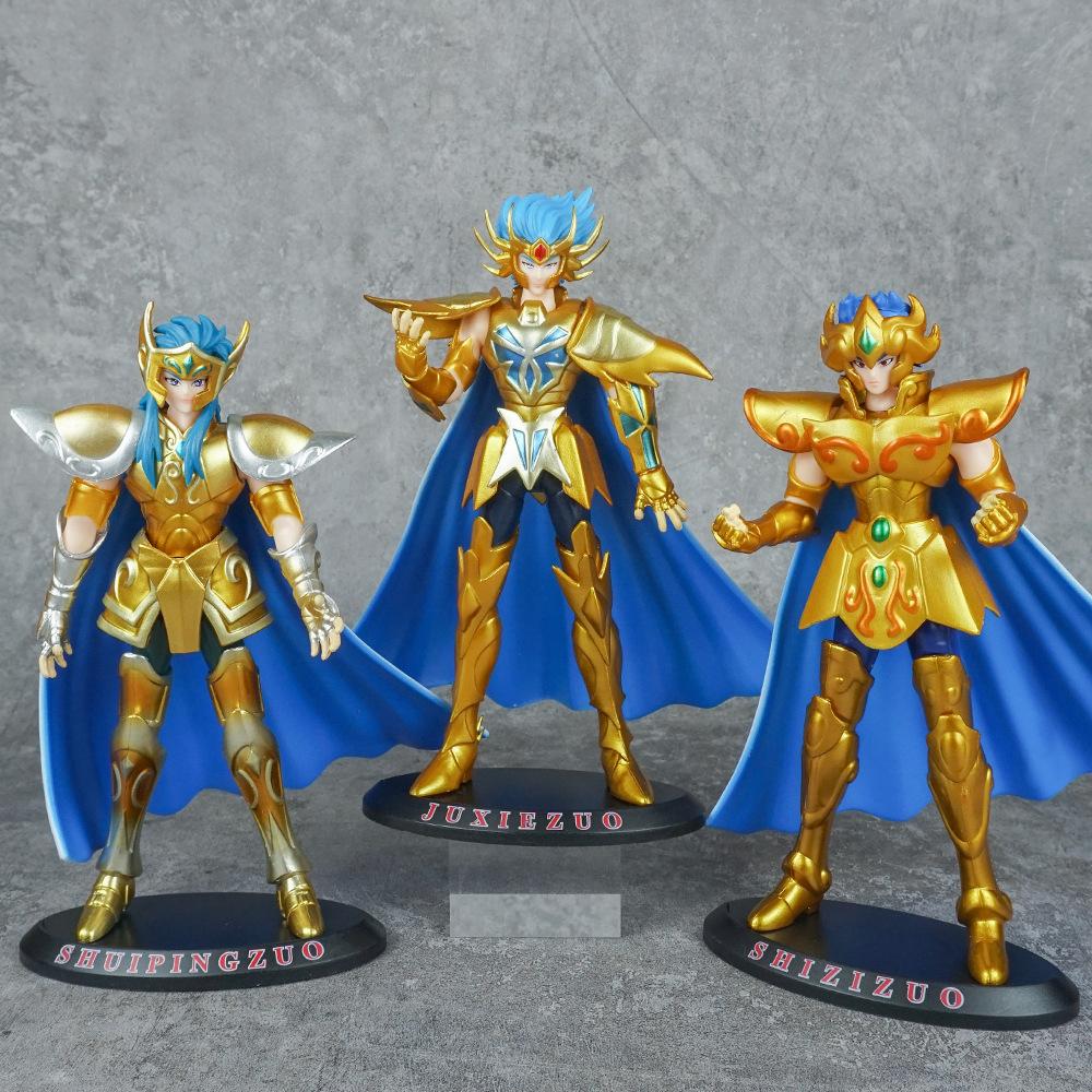 19CM Anime Saint Seiya Gold Saint Figure Aries Pisces Capricorn Aquarius Stand Animation Model Toys Gifts Collection Decoration