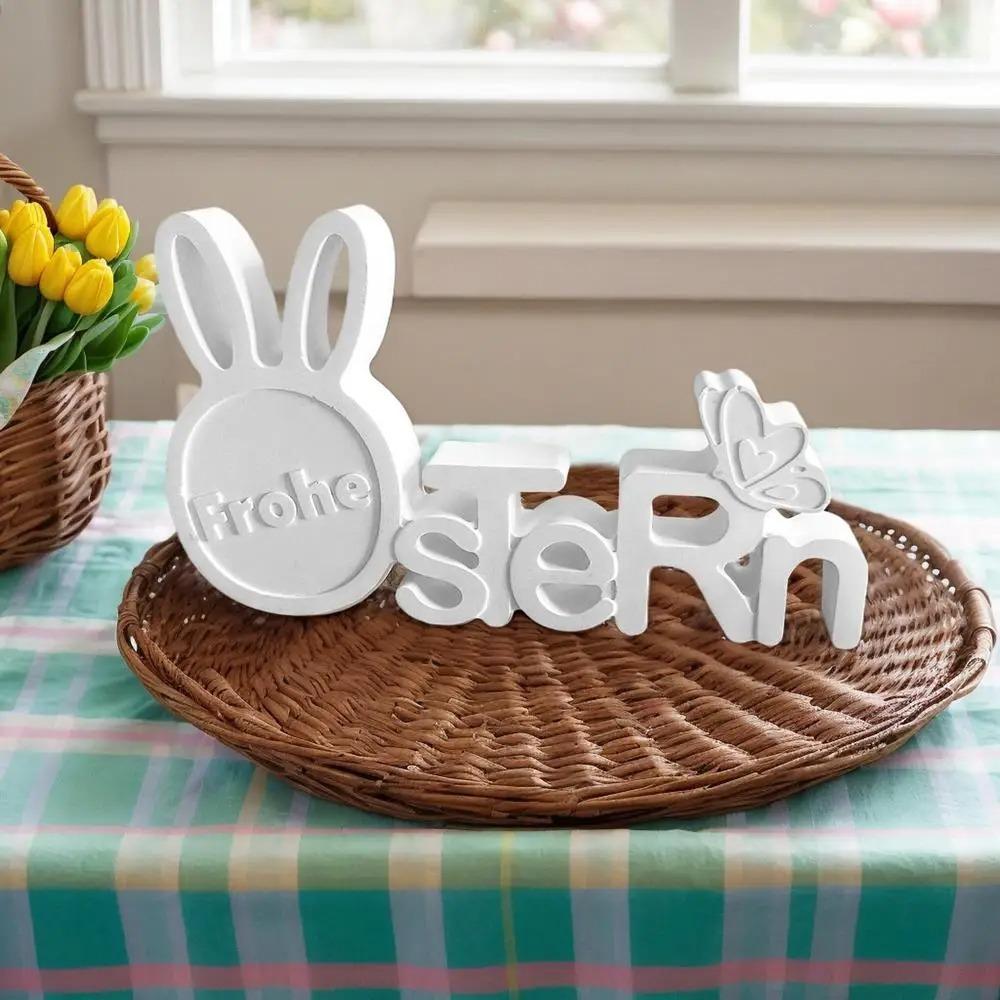 Non-stick Easter Bunny Letter Mold Cartoon Drop Glue Plaster Mold  Happy Easter Decor