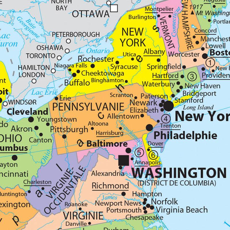 USA Map Poster United States Political Wall Map with States Capitals for Classroom Home School Supplies Students Educational Art Decor