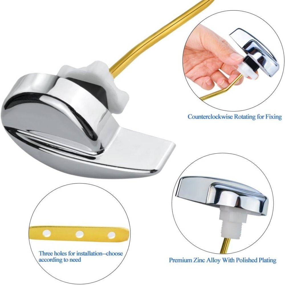 Chrome Finish Toilet Tank Flush Lever Toilet Repair Handle with Nut  Bathroom Accessories
