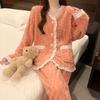 Navava Women Cozy Lace Wool Pajamas Long Sleeve Two Piece Set Nt2036