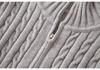 2024 Autumn/Winter European Light Fluffy Knit Stand Collar Zip-Up Cardigan Sweater