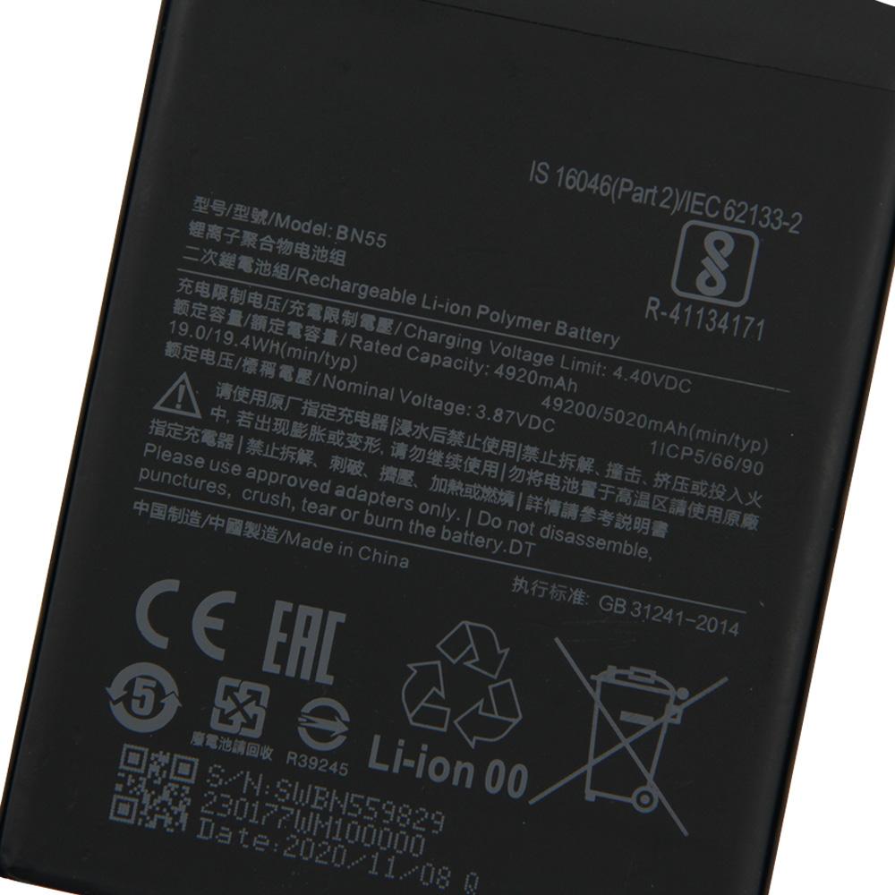 Replacement Battery For Xiaomi Redmi Note 9S Note9S BN55 Rechargeable Phone Battery 5020mAh