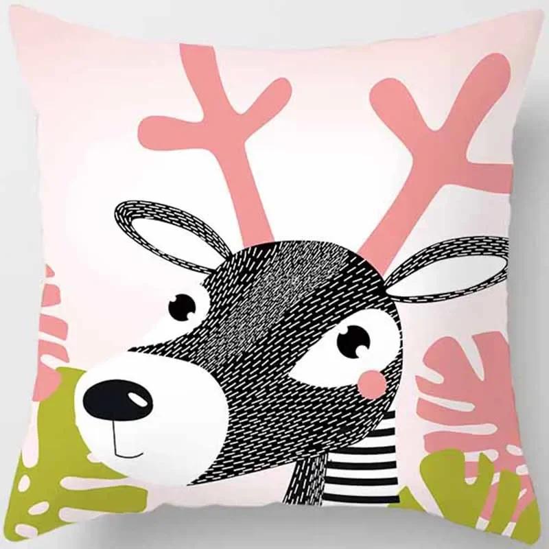 Cute Animal Print Square Pillowcase Home Decoration Car Sofa Cushion Cover