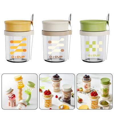350 ml Glas-Overnight-Oats-Behälter, lebendige stapelbare Gläser mit Deckel, Löffel, gesunde Lebensmittelaufbewahrungslösung